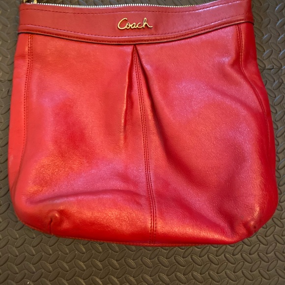 Bright Red Leather Authentic Coach purse - Picture 1 of 8